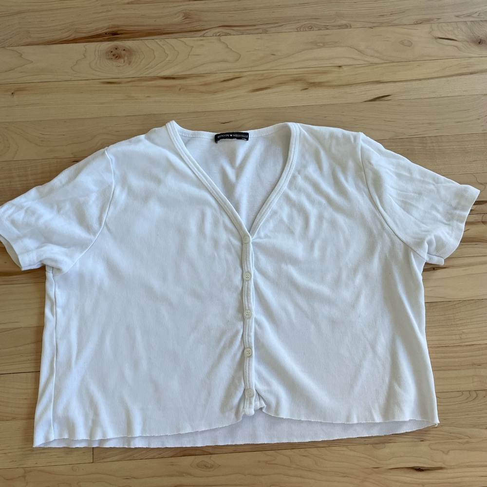 White buttoned brandy melville cropped top